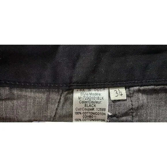 Rag & Bone Standard issue Chinos pants size 34 color Black NWOT made in USA